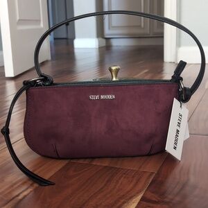 Steve Madden Wine Stud Suede Pin Mount Logo Shoulder Bag Nwt ❤️